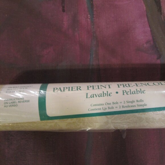 Vintage 1990s Beige Leaf Motif Wallpaper - Picture 6 of 10